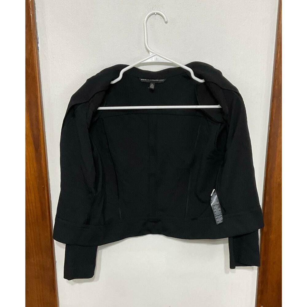 WHBM Double Breasted Stretch Black Cropped Jacket Blazer Women's 10 Medium - Picture 3 of 5